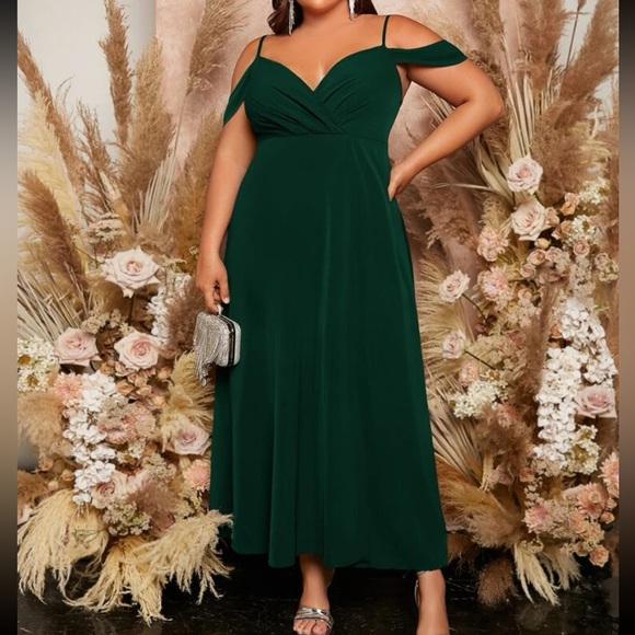 Luxe plus size cold shoulder party formal evening gown dress - Picture 2 of 7